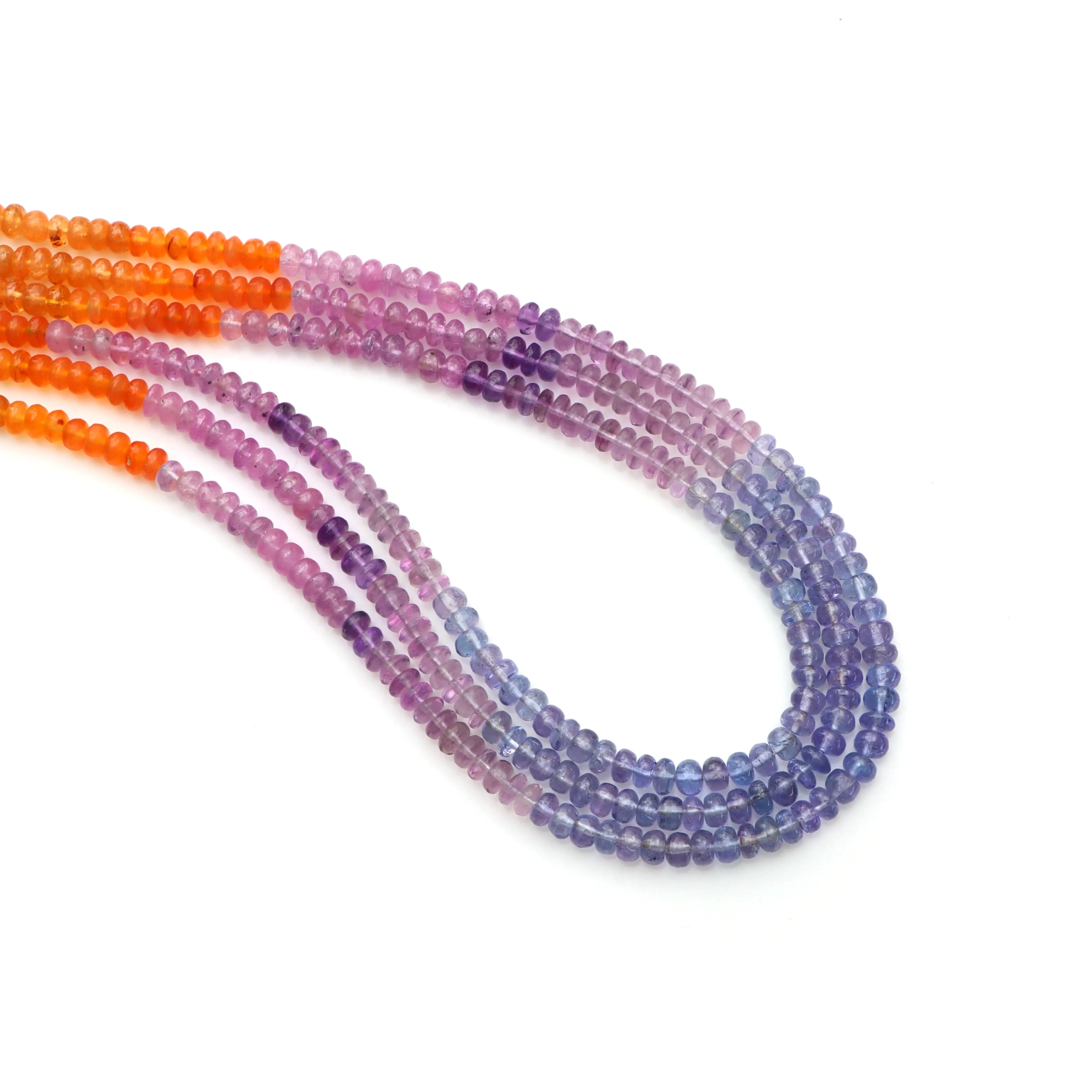 Mix Precious & Semi-Precious Smooth Rondelle Beads, 4.5 mm, Precious and Semi-Precious Beads , 18 Inches Full Strand, Price Per Strand