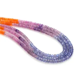 Mix Precious & Semi-Precious Smooth Rondelle Beads, 4.5 mm, Precious and Semi-Precious Beads , 18 Inches Full Strand, Price Per Strand