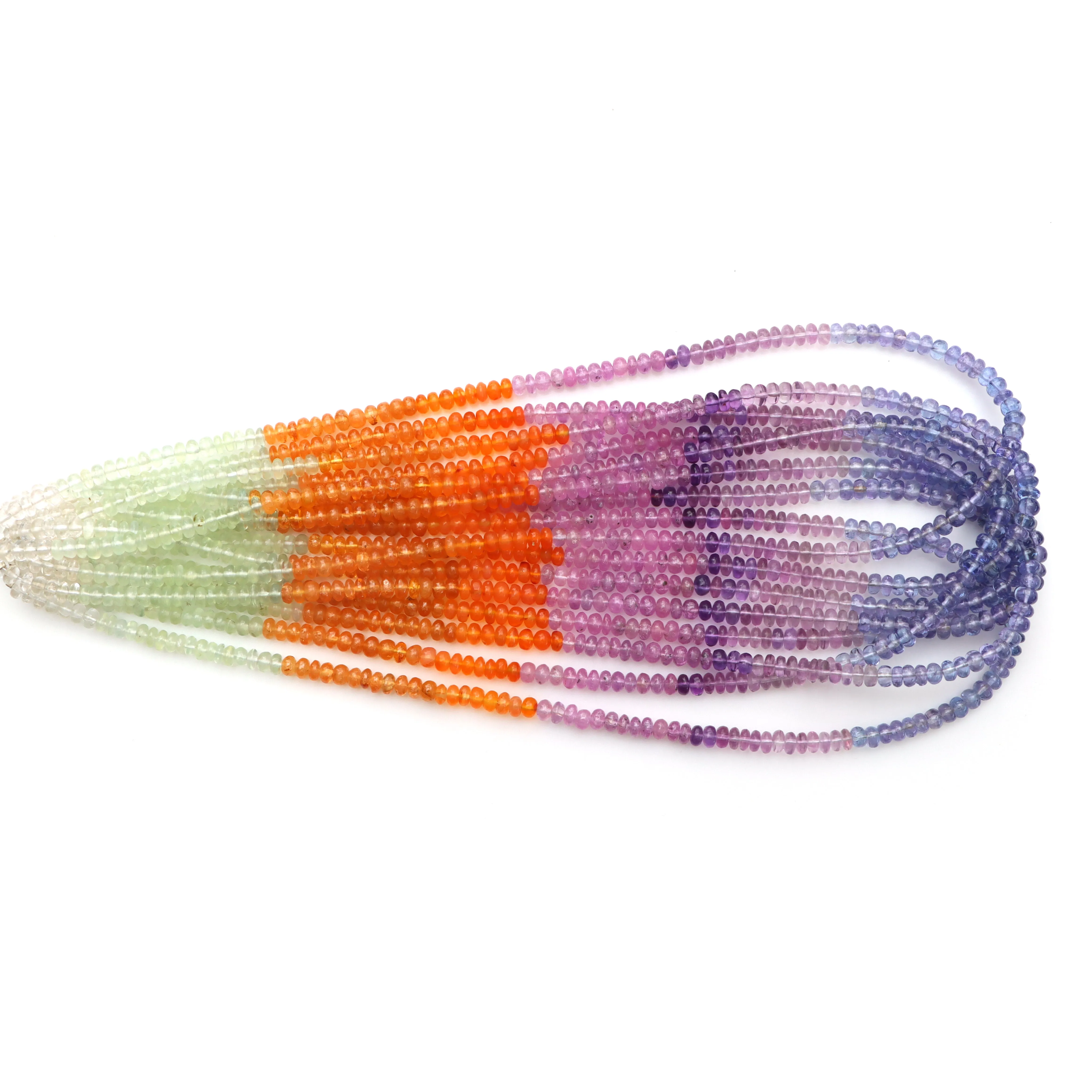 Mix Precious & Semi-Precious Smooth Rondelle Beads, 4.5 mm, Precious and Semi-Precious Beads , 18 Inches Full Strand, Price Per Strand