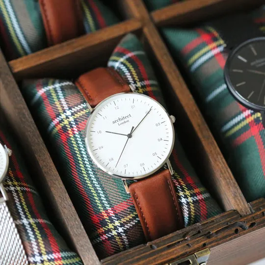 Modern Font Engraving - Men's Architect Zephyr   Walnut Strap