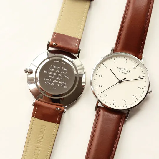Modern Font Engraving - Men's Architect Zephyr   Walnut Strap