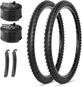 MOHEGIA Mountain Bike Replacement Tire : 26x1.95 inch (52-559mm) Puncture-Resistant Folding Bicycle Tire for MTB Dirt Offroad Cycling