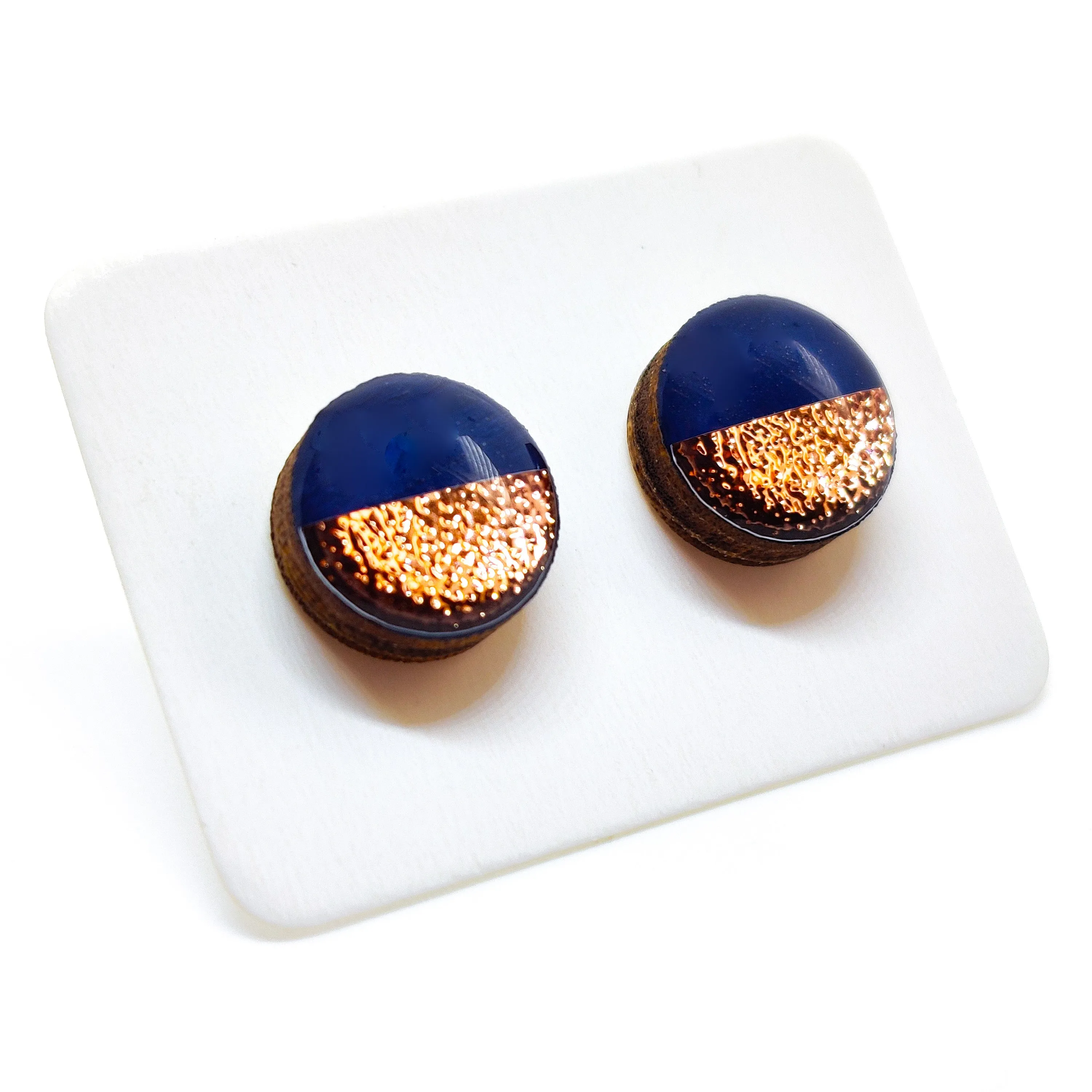 Navy Blue and Rose Gold Faux Hammered Metal by Candi Cove Designs