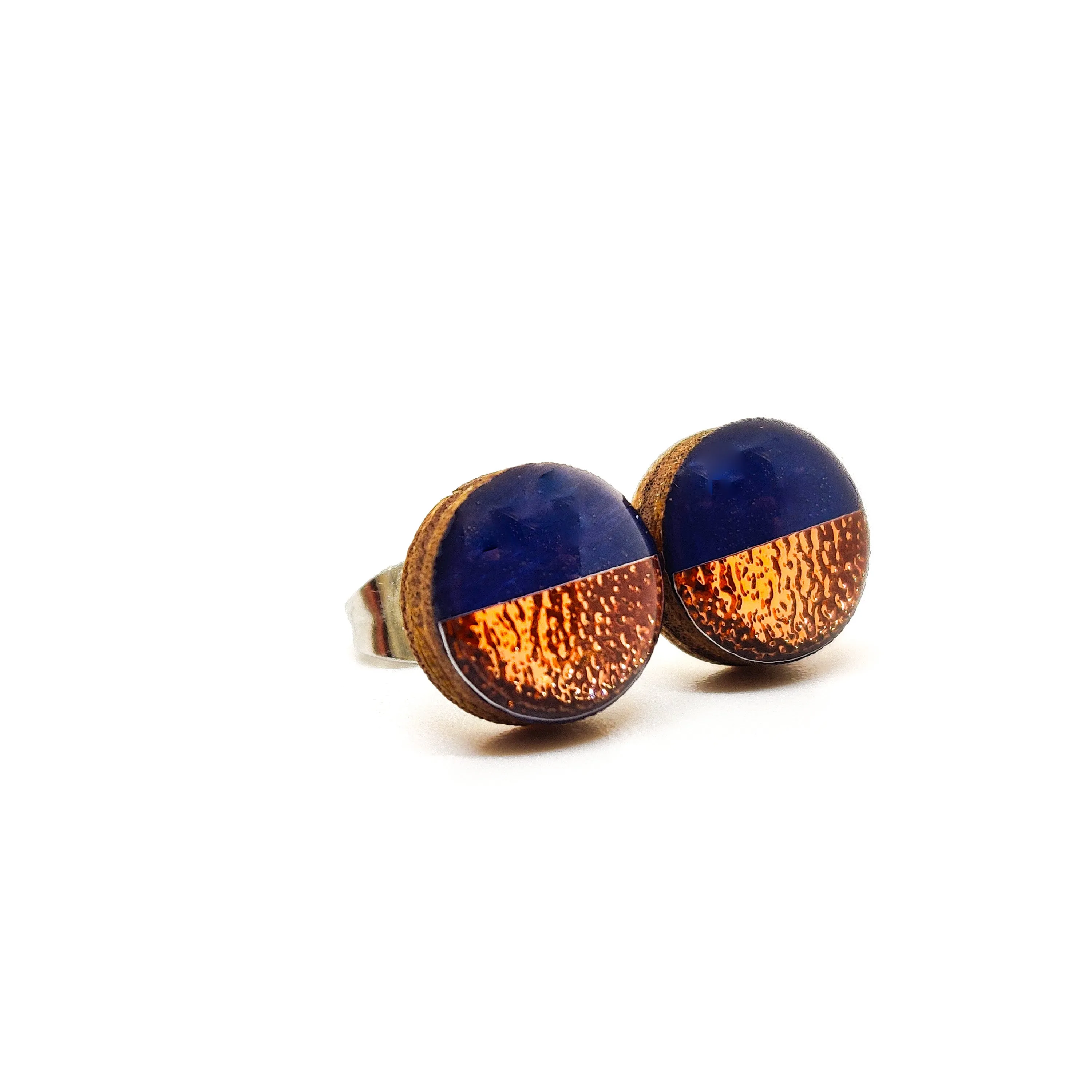 Navy Blue and Rose Gold Faux Hammered Metal by Candi Cove Designs