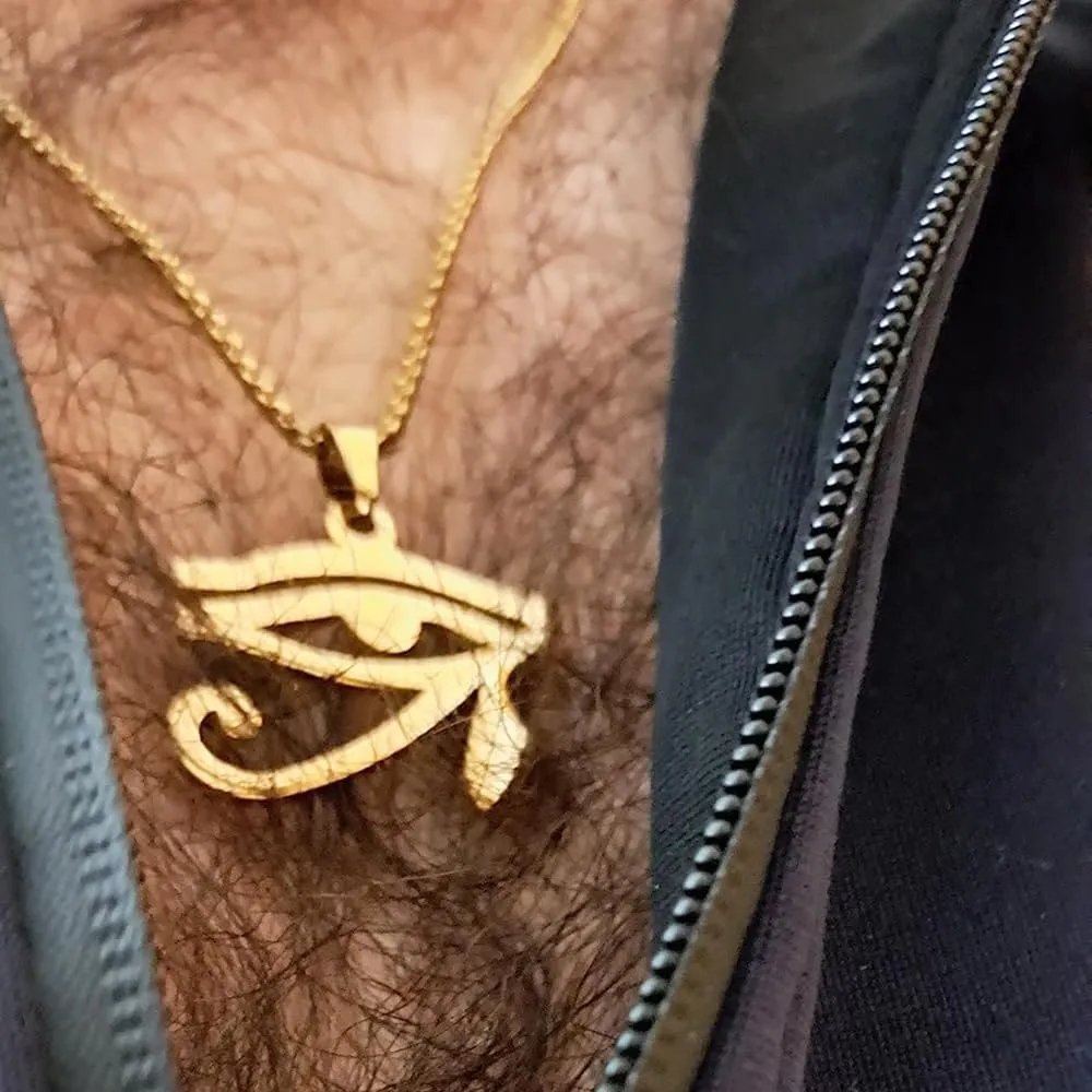 NIGHTCRUZ Eye of Horus Necklace, Ancient Egyptian Hieroglyphic Ideograph Amulet for Men Women