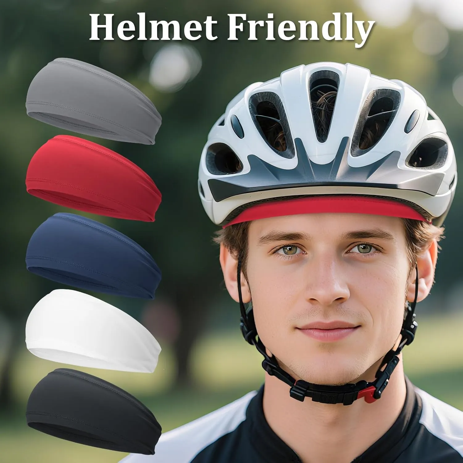 ONUPGO Running Headbands for Men and Women - Unisex Sports Sweat Bands, Mens Sweatband for Running, Cycling, Football, Yoga, Hairband and Bike Helmet Friendly