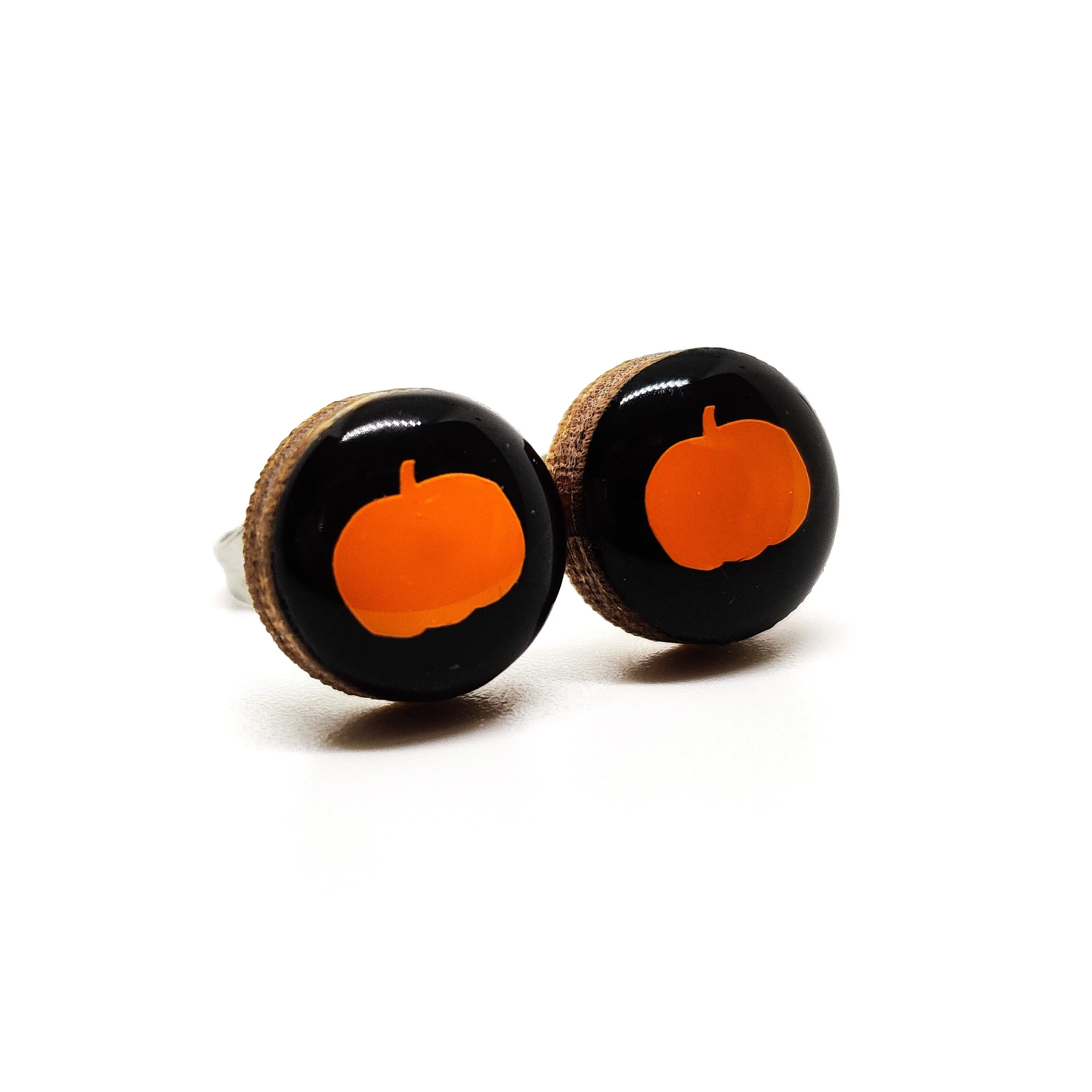 Orange Pumpkin Stud Earrings by Candi Cove Designs