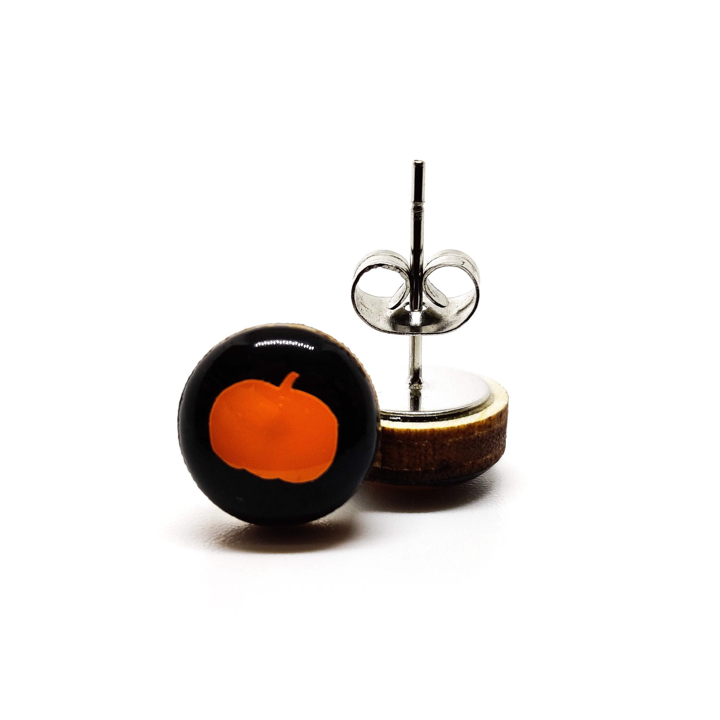 Orange Pumpkin Stud Earrings by Candi Cove Designs