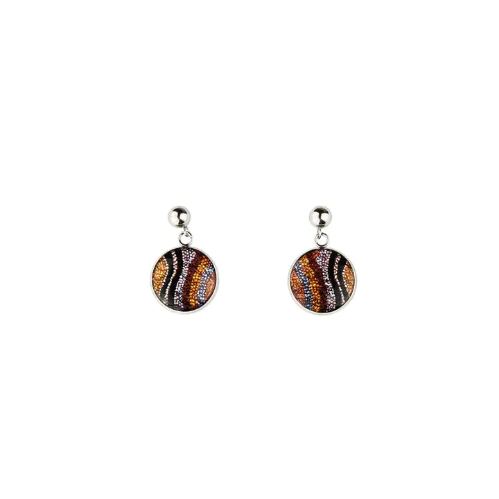 Otto Dandle Drop Star Circle Orange Earrings Mo Resin