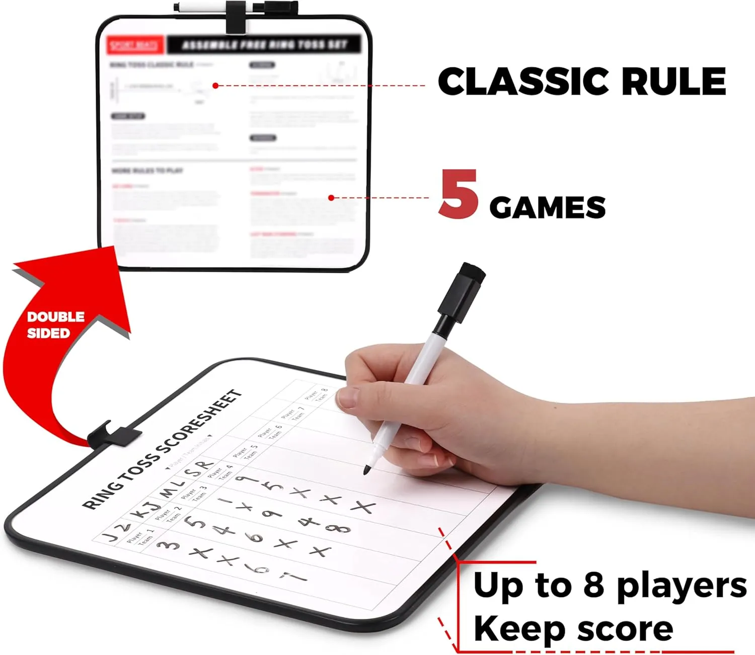 Outdoor Games Giant Ring Toss Games Oversized Instant Set-up Includes 6 Giant Rings, 5 Extra Games, Carrying Case and Scoreboard