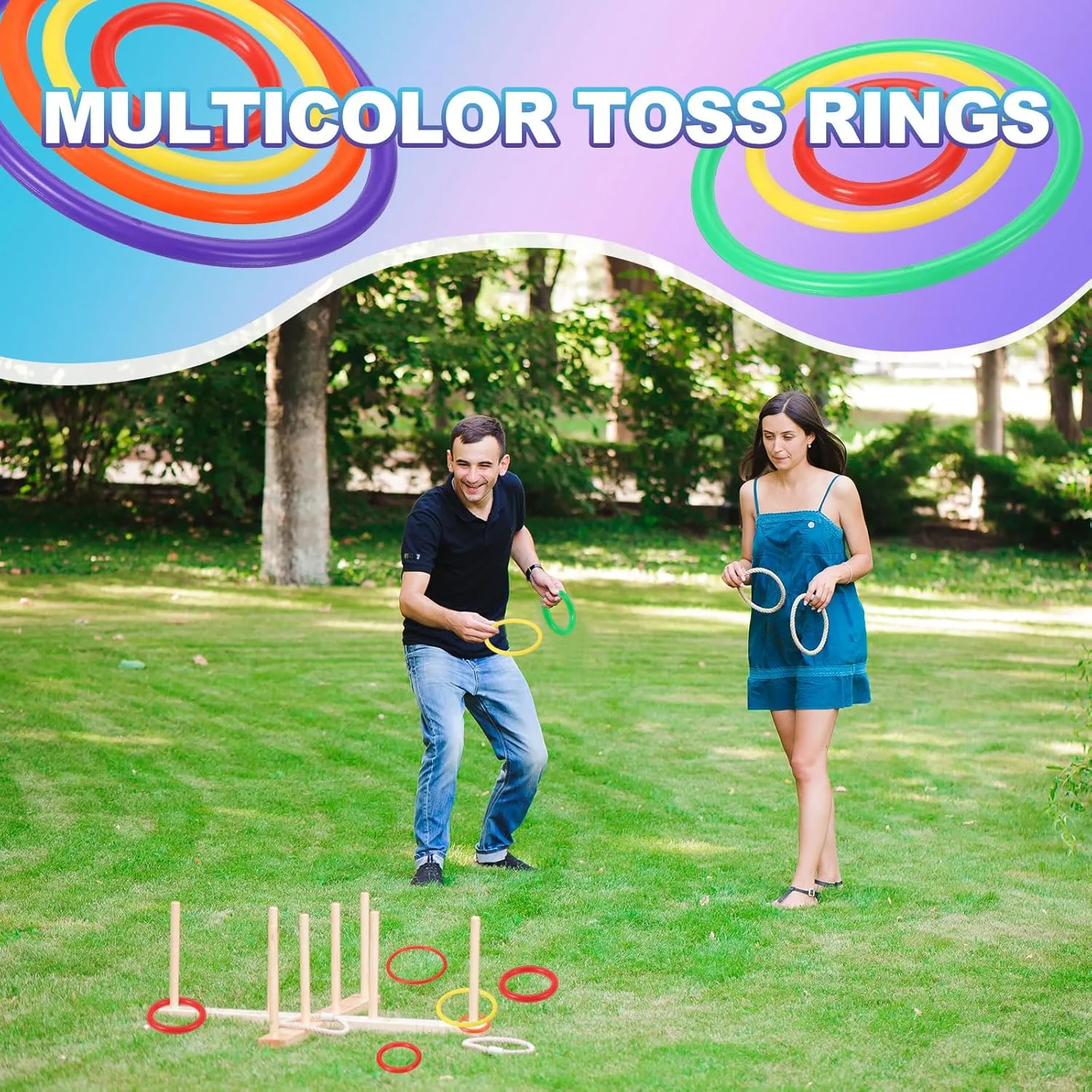 PATIKIL Plastic Ring-Toss Rings for Bottles, 30 Pack Carnival Rings Plastic Hoops for Speed and Agility Practice Outdoor Party Favor