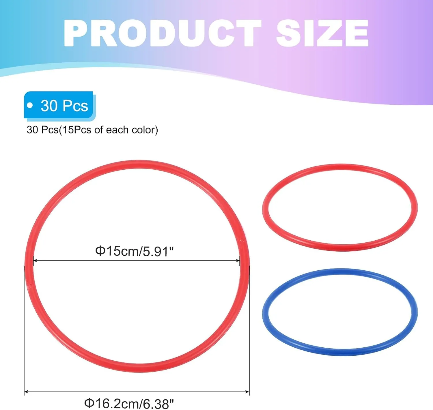 PATIKIL Plastic Ring-Toss Rings for Bottles, 30 Pack Carnival Rings Plastic Hoops for Speed and Agility Practice Outdoor Party Favor
