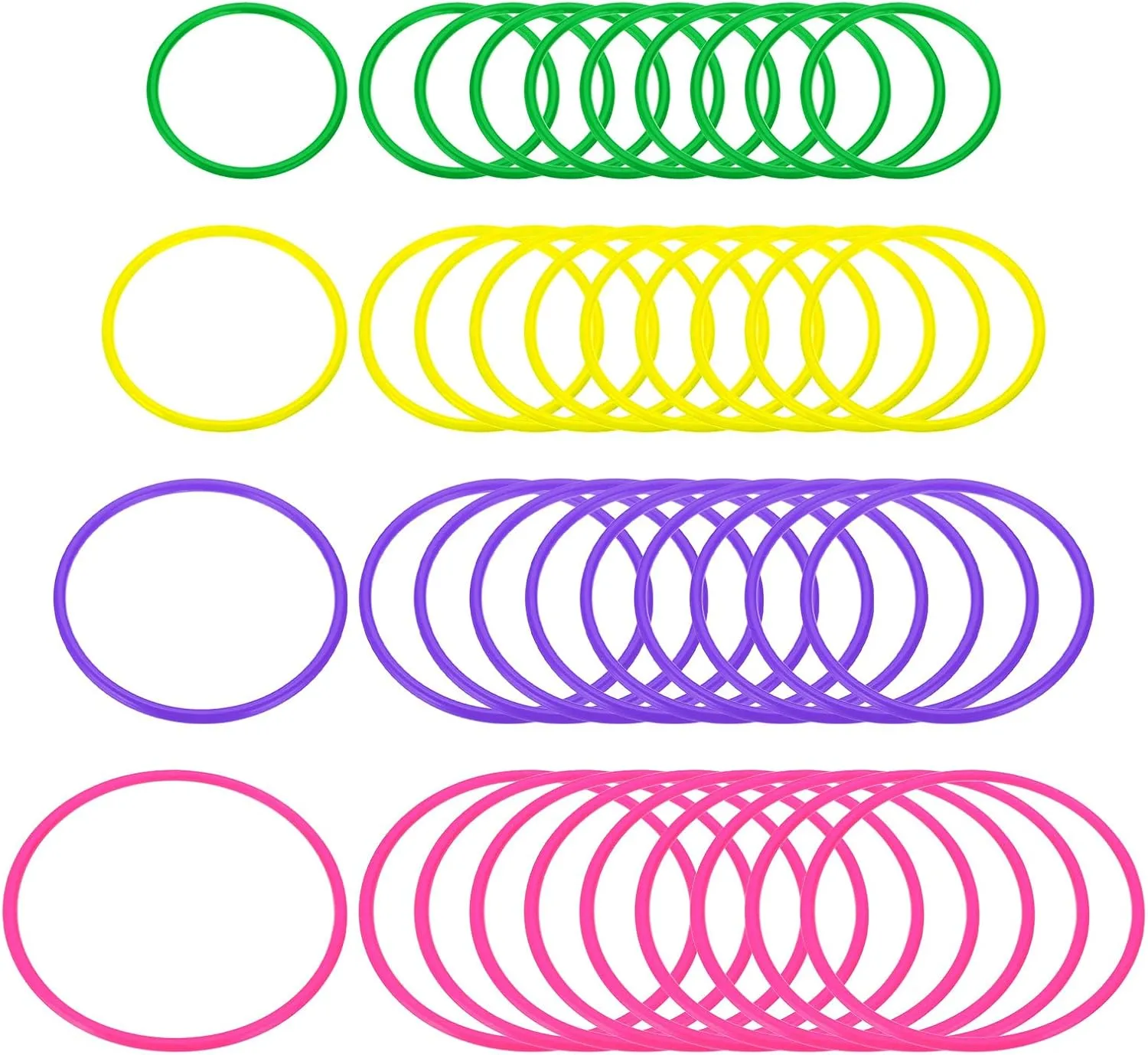 PATIKIL Plastic Toss Ring 4 Sizes, 40 Pack Sports Rings Toss Game Speed and Agility Practice Rings for Carnival Outdoor Games Supplies Bean Bag Throwing, Green/Yellow/Purple/Pink