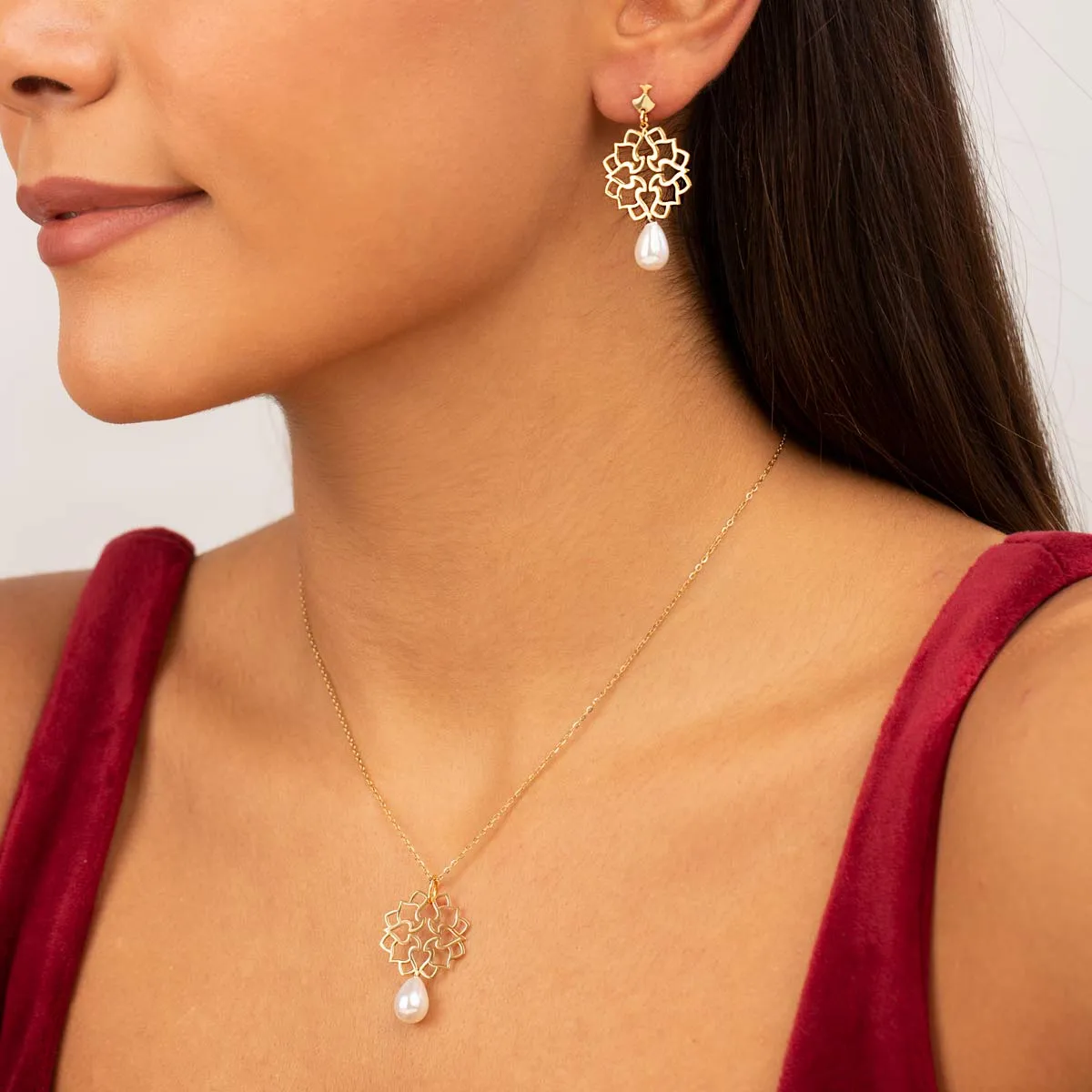 Pearl And Termeh Drop Earrings