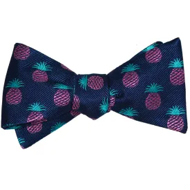 Pineapple Bow Tie - Navy, Woven Silk