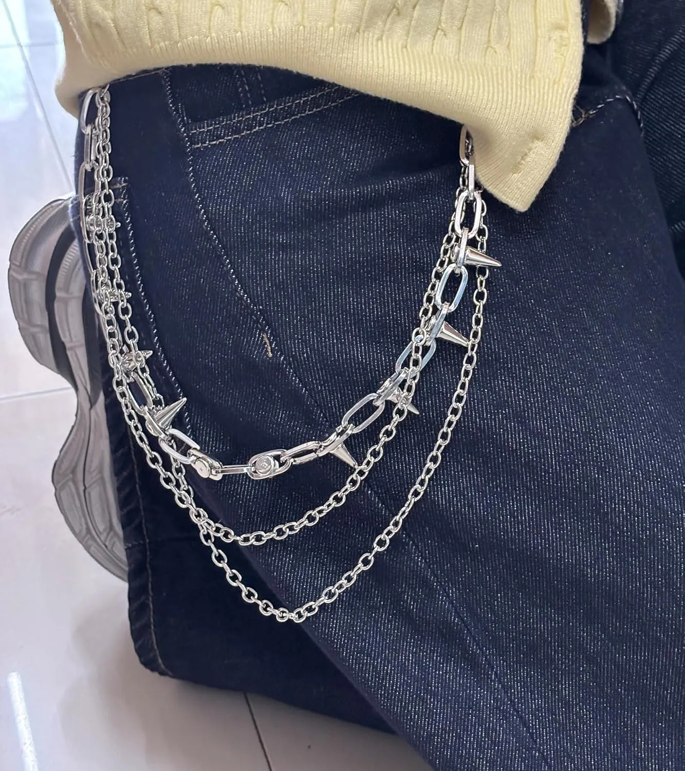 QWALIT Pants Chain for Men Pocket Chain for Pants Jean Chains for Men Jean Chains Chains for Jeans Biker Chain Hip Chain Jean Chains for Women Pants Chain for Women Hip Jewelry for Women Punk Chain
