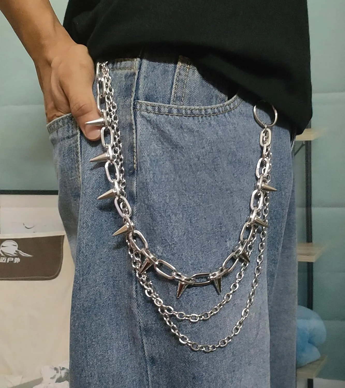 QWALIT Pants Chain for Men Pocket Chain for Pants Jean Chains for Men Jean Chains Chains for Jeans Biker Chain Hip Chain Jean Chains for Women Pants Chain for Women Hip Jewelry for Women Punk Chain