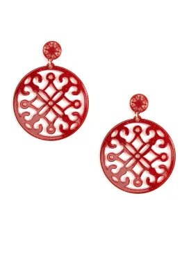 Red Statement Circle Drop Earring
