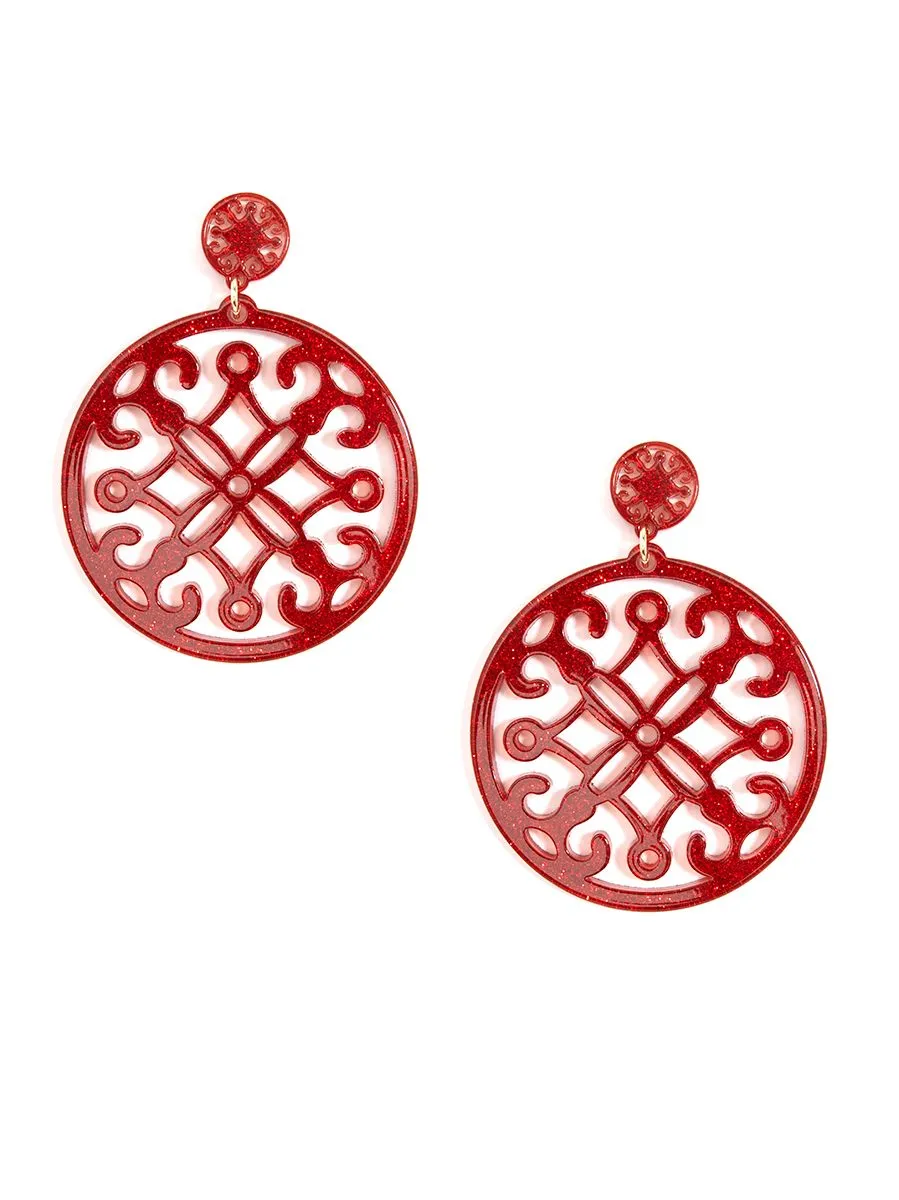 Red Statement Circle Drop Earring