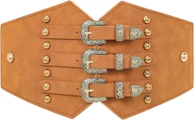 Renaissance Corset Belt for Women Wide Leather Waist Belt for Dresses and Costumes