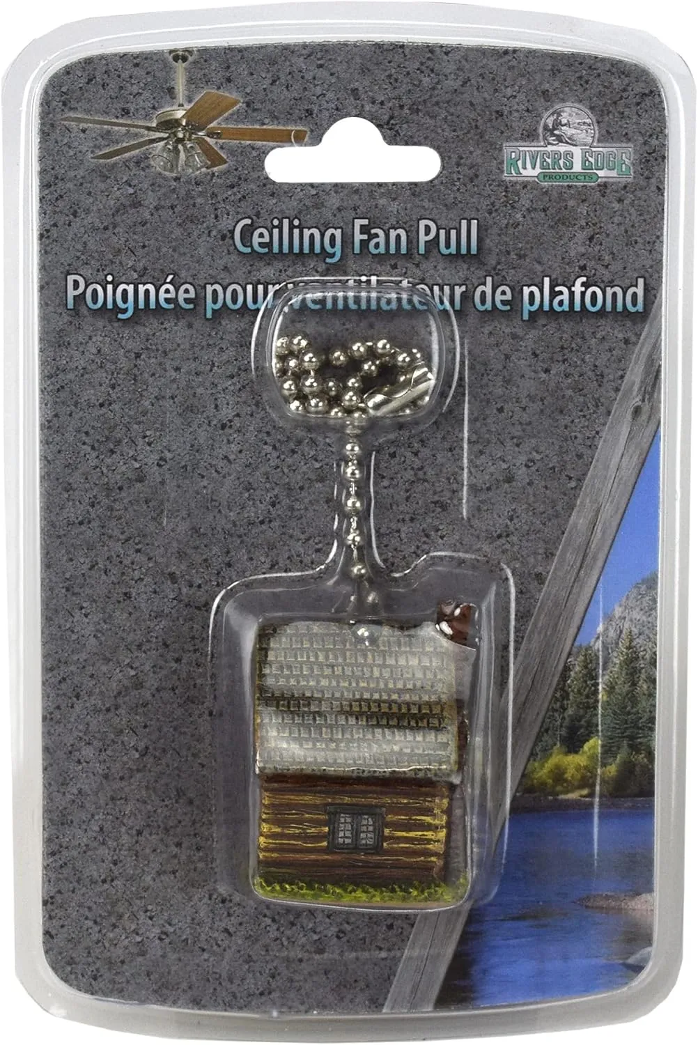 Rivers Edge Products 12" Ceiling Fan Pull Chain Extender, Pull String Extension for Light Fixture, Decorative Nature Ornament, Room or House Decor, Log Cabin