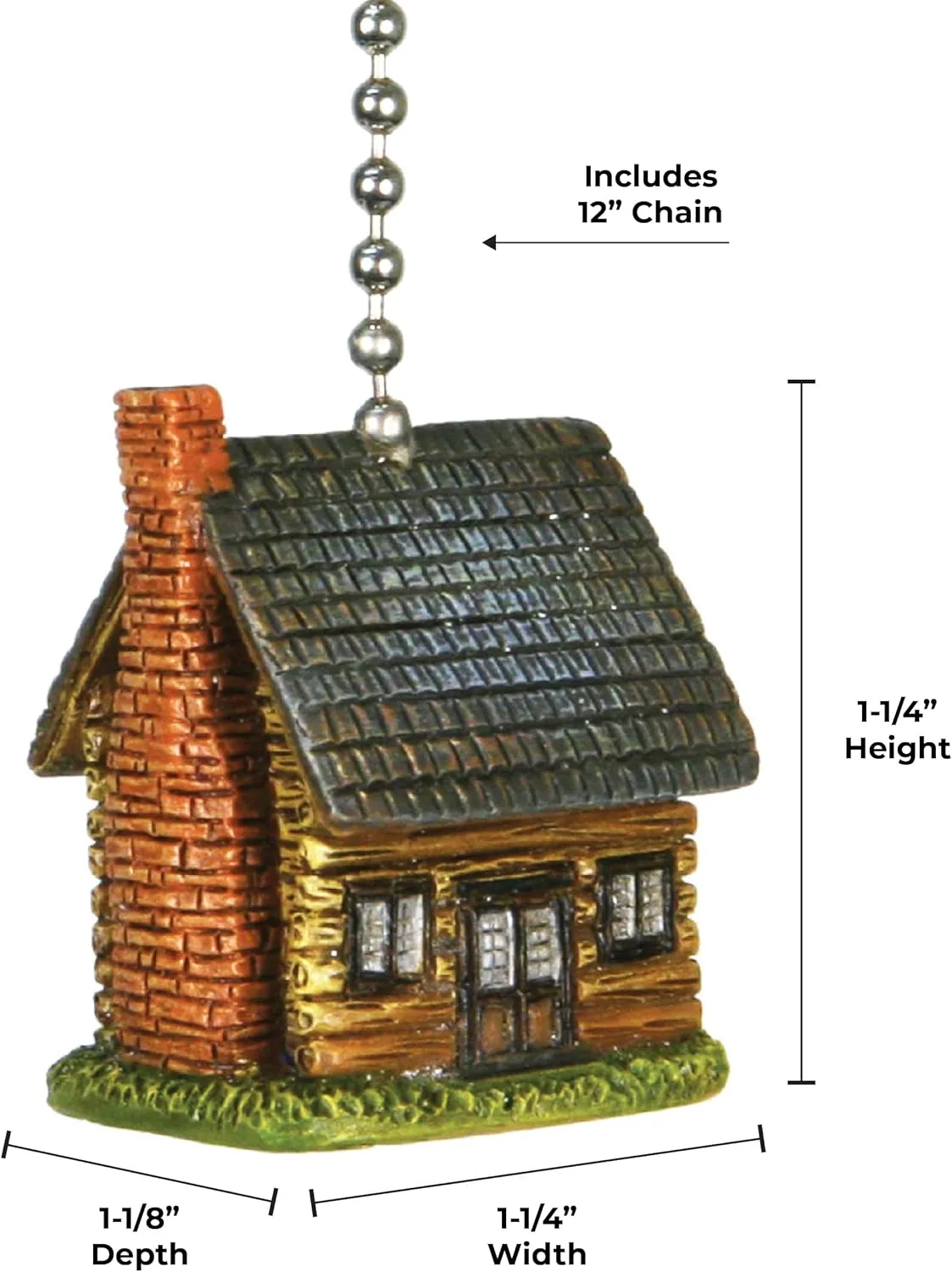 Rivers Edge Products 12" Ceiling Fan Pull Chain Extender, Pull String Extension for Light Fixture, Decorative Nature Ornament, Room or House Decor, Log Cabin