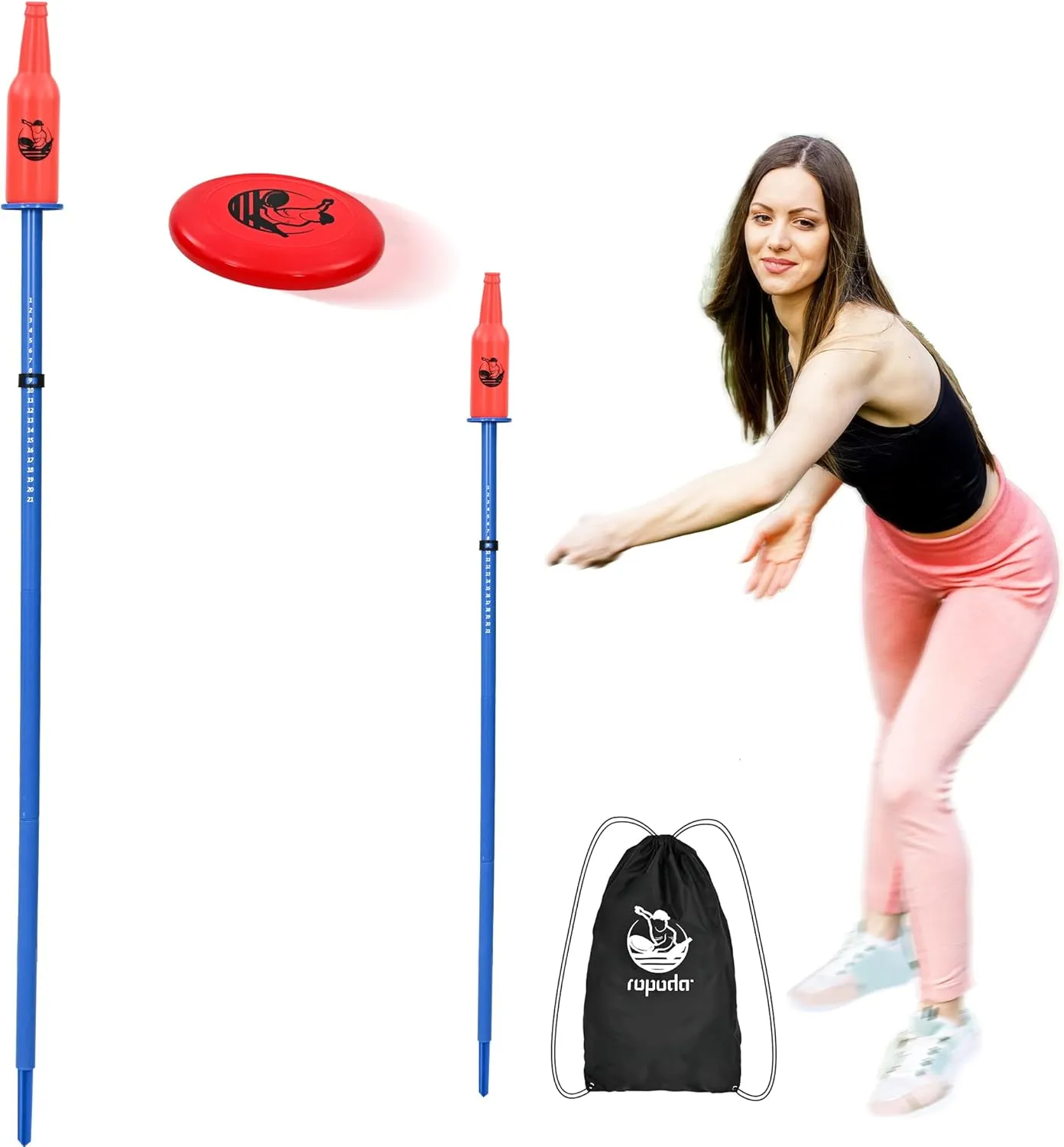 ropoda Outdoor Games - Flying Disc Game Set, Fun Bottle Drop Yard Games with Friend and Family, Portable Disc Toss Game for Lawn and Beach with Thicker Pole (Polish Horseshoes)-Choose Standard or Pro