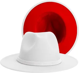 SAJUZEN Wide Brim Fedora Hats for Women Mens Felt Fedora Hats with Belt Buckle