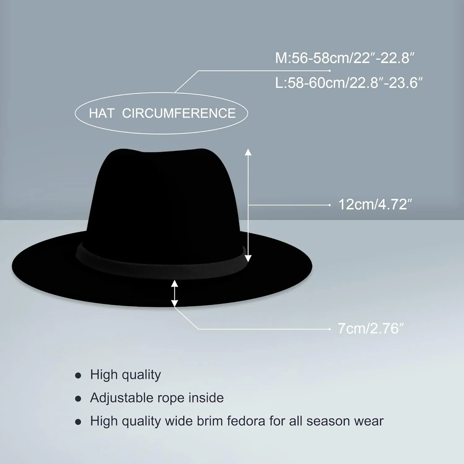 SAJUZEN Wide Brim Fedora Hats for Women Mens Felt Fedora Hats with Belt Buckle