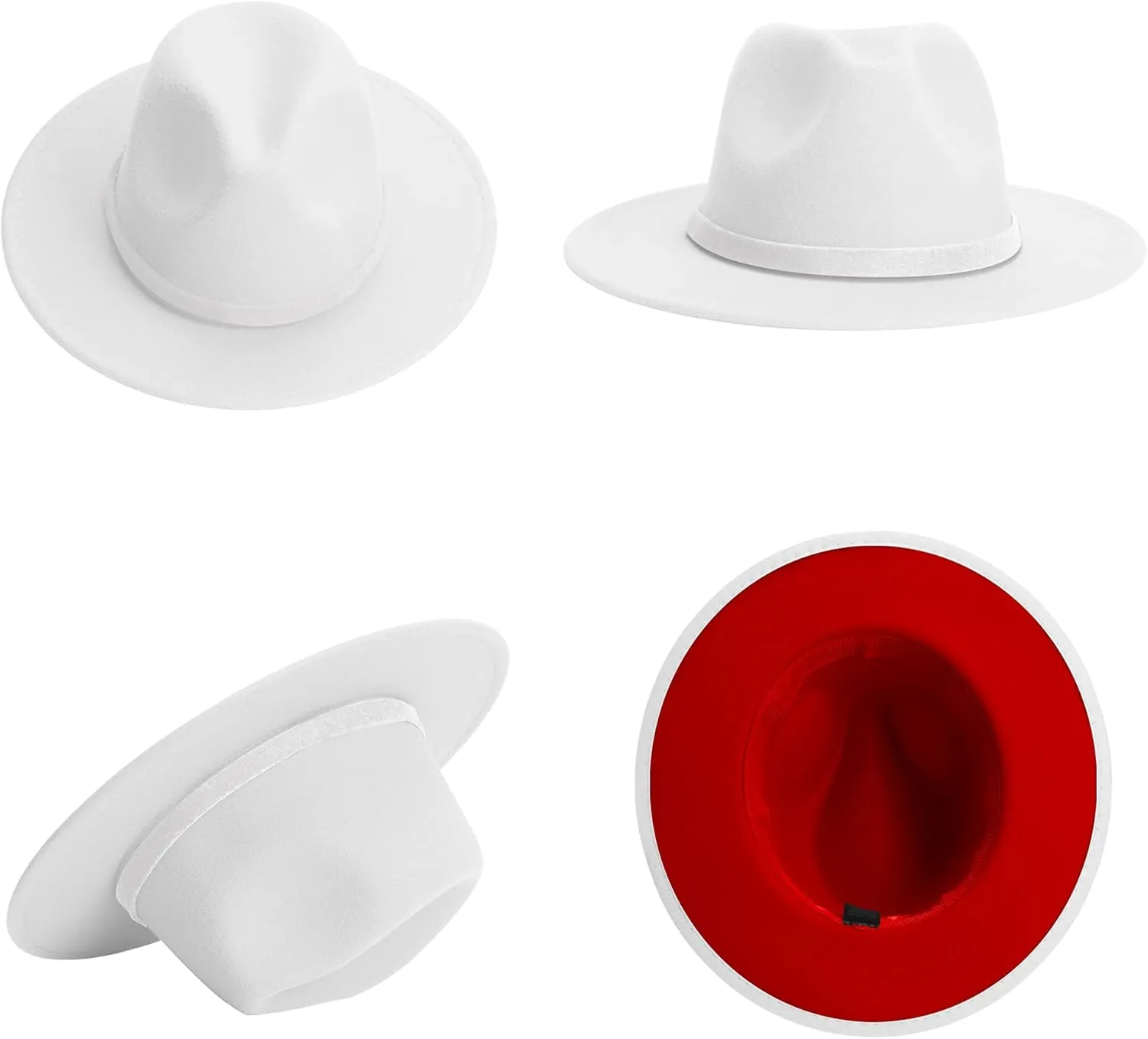 SAJUZEN Wide Brim Fedora Hats for Women Mens Felt Fedora Hats with Belt Buckle