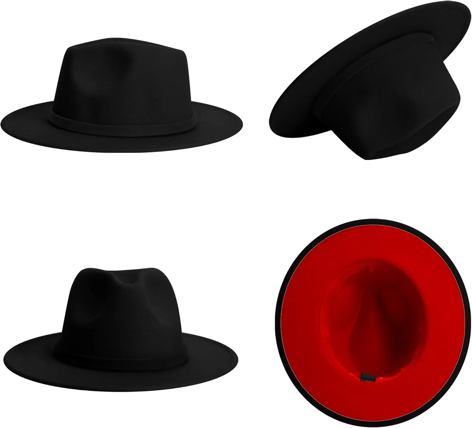 SAJUZEN Wide Brim Fedora Hats for Women Mens Felt Fedora Hats with Belt Buckle