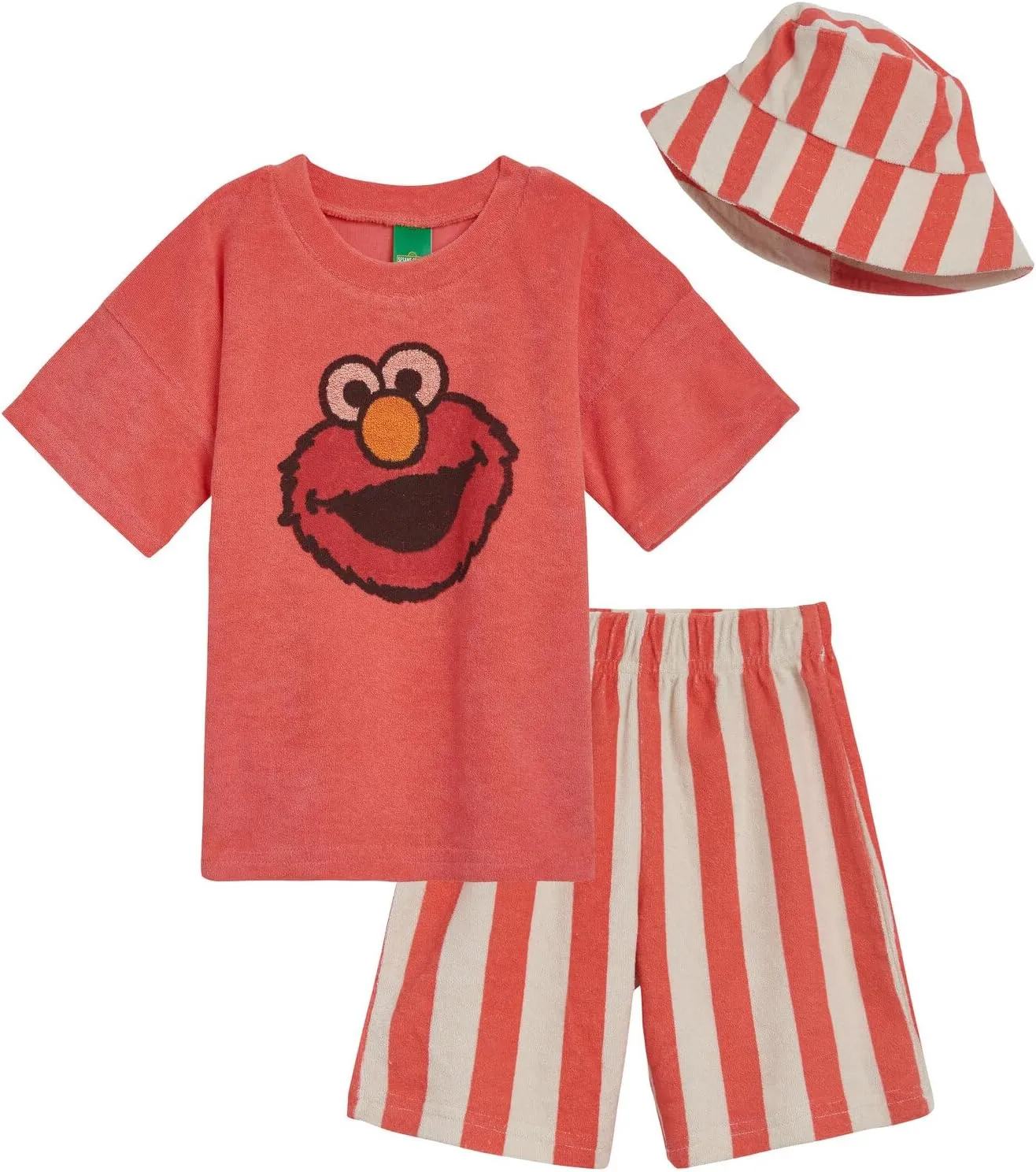Sesame Street Elmo T-Shirt Shorts and Hat 3 Piece Outfit Set Infant to Toddler