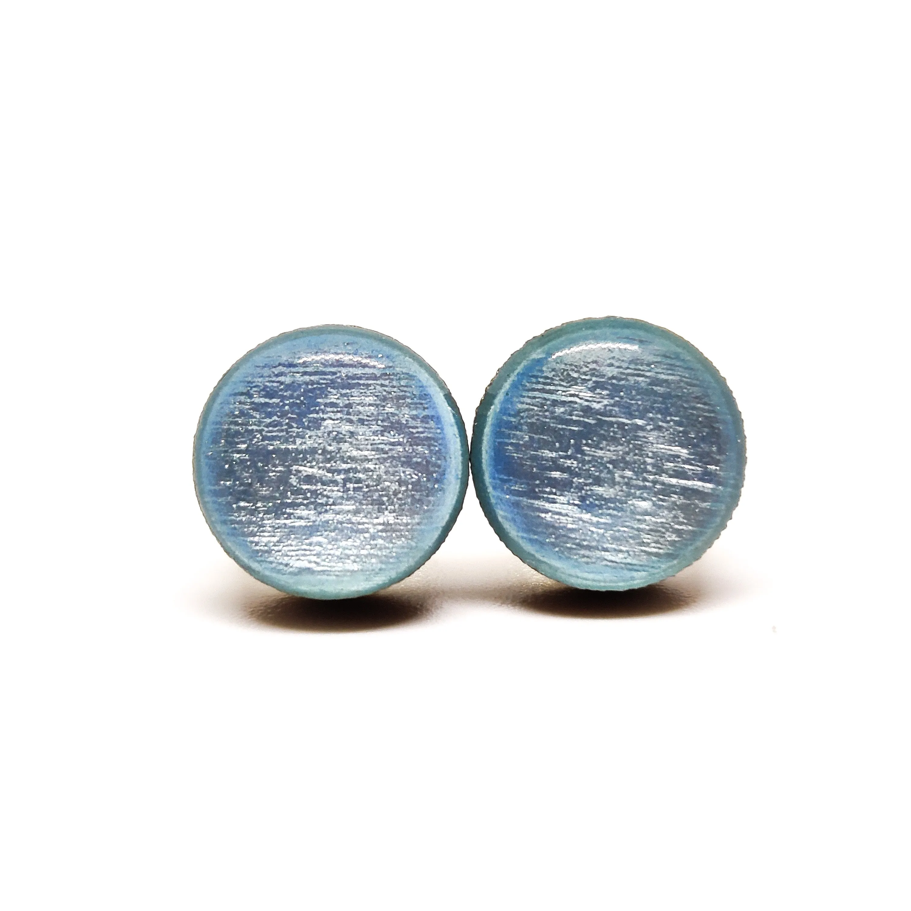 Sky Blue Shimmer Stud Earrings by Candi Cove Designs