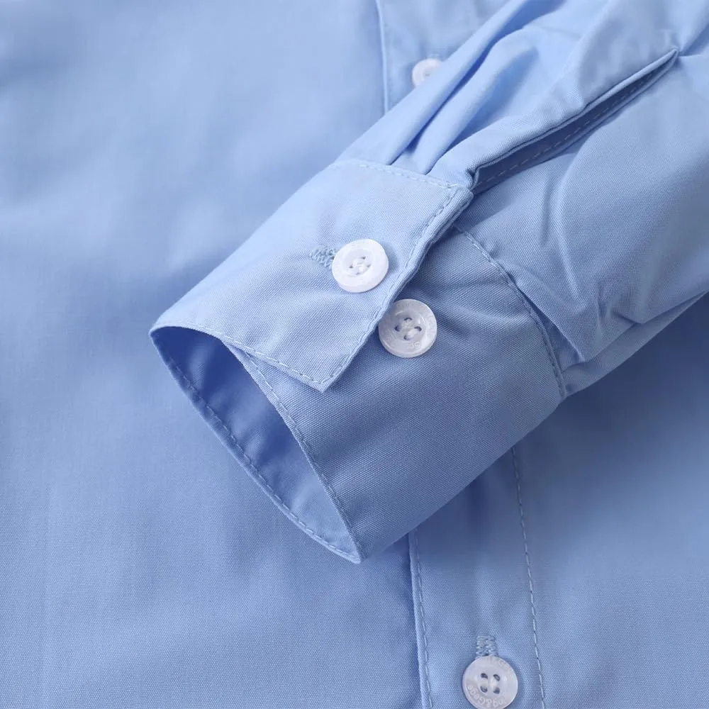 Spring&Gege Boys' Long Sleeve Dress Shirts Formal Uniform Poplin Solid