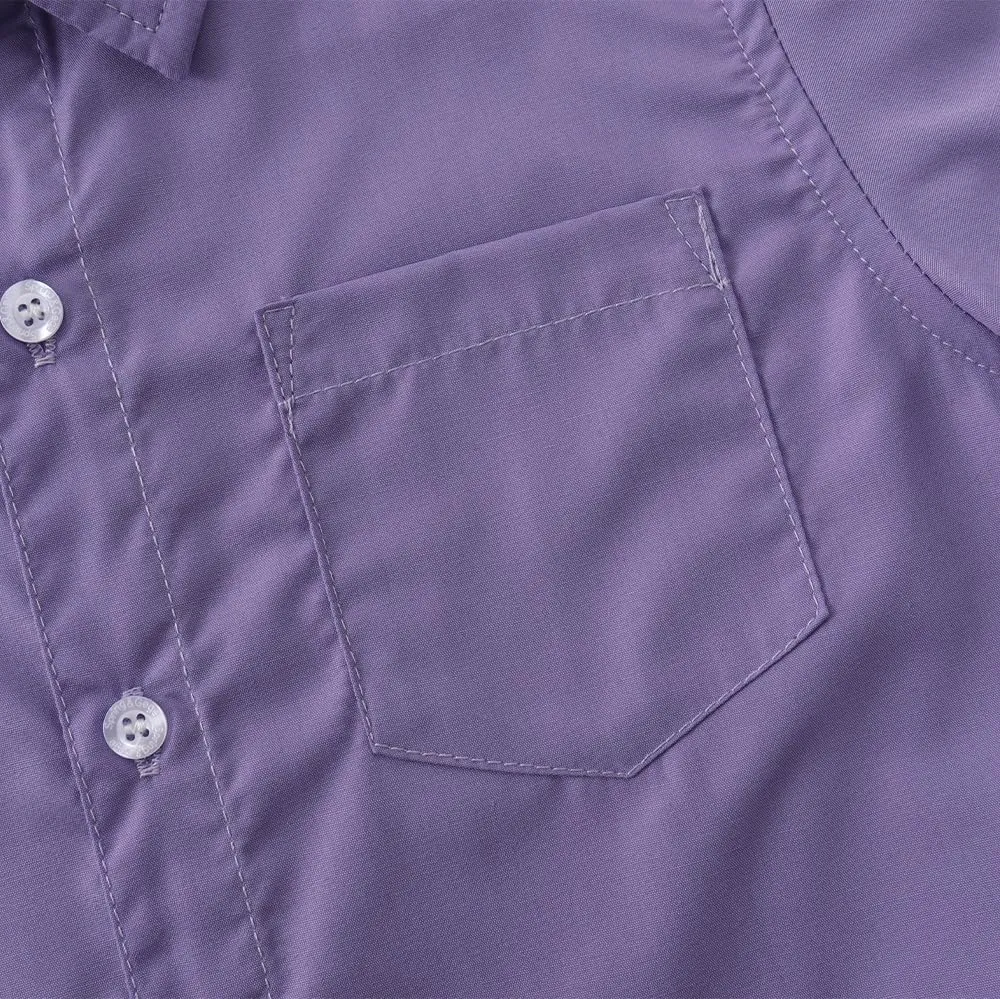 Spring&Gege Boys' Long Sleeve Dress Shirts Formal Uniform Poplin Solid