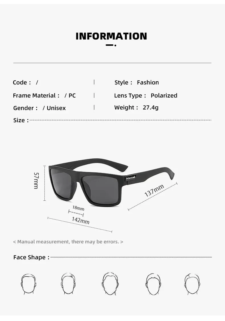 Square frame polarized biking fishing sunglasses UV400 HD Vision Windproof TAC lens