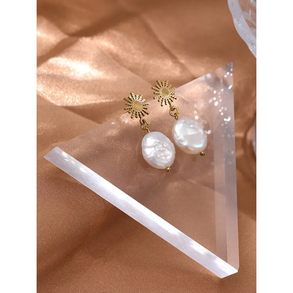 Stainless Steel Pearl Earrings | Pearl Earrings Steel Jewelry -