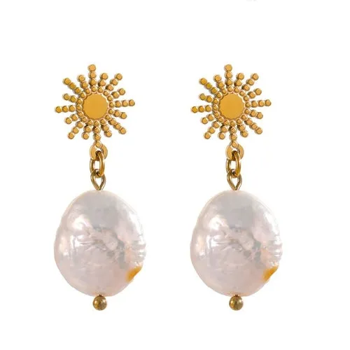 Stainless Steel Pearl Earrings | Pearl Earrings Steel Jewelry -