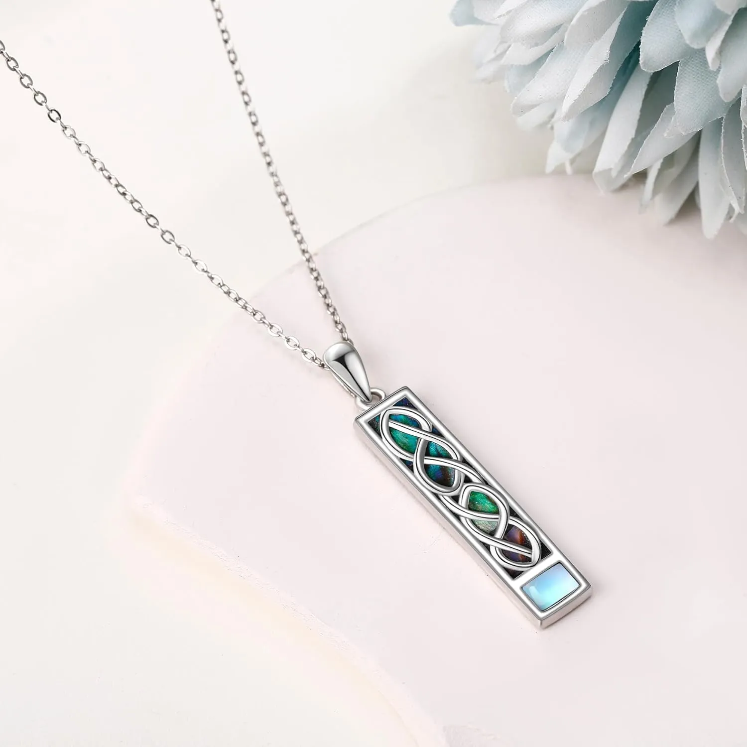 Sterling Silver Bar Pendant Necklace Messianic Seal Mezuzah/Celtic Knot/Mountain/Thistle/Tulip Jewelry Gifts for Women Men