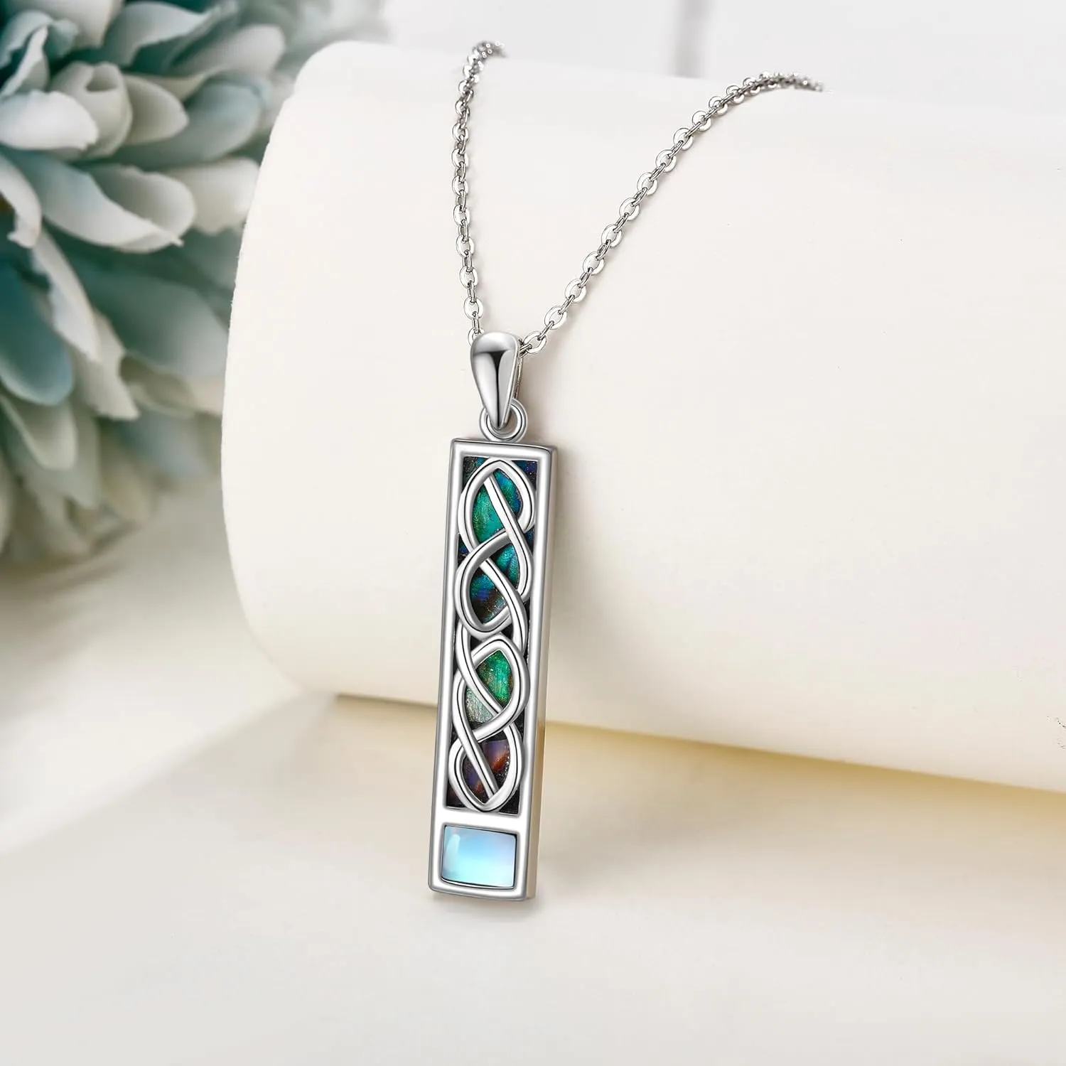 Sterling Silver Bar Pendant Necklace Messianic Seal Mezuzah/Celtic Knot/Mountain/Thistle/Tulip Jewelry Gifts for Women Men