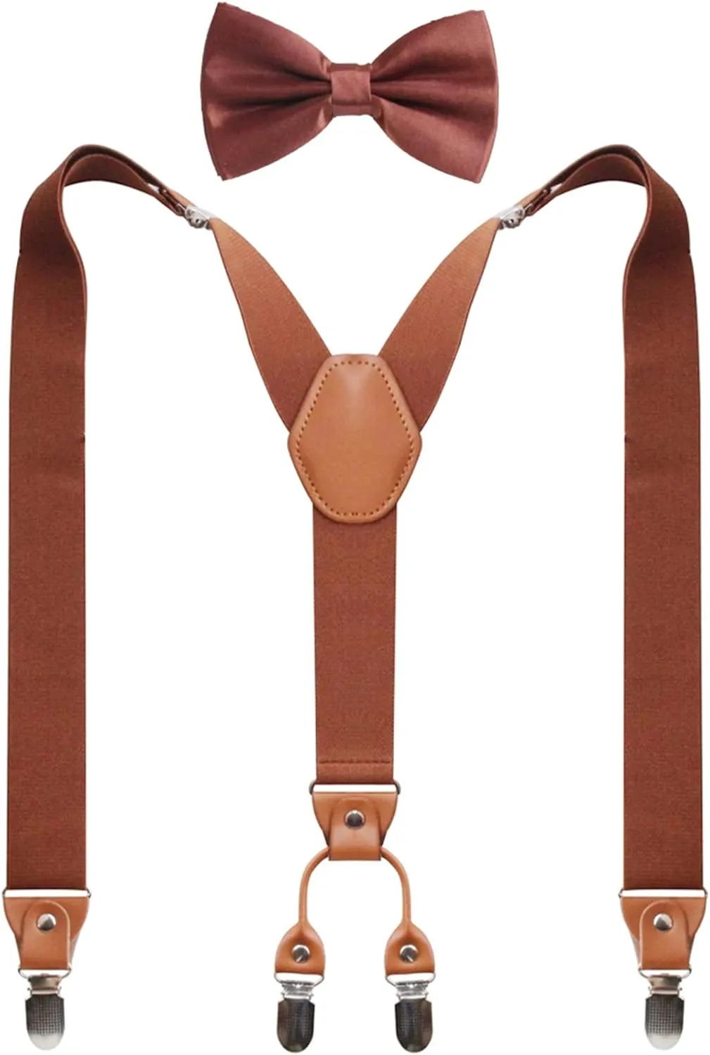 Suspenders Bow Tie for Mens and Women Heavy Duty Elastic Wide Suspenders Strong 4 Metal Clips Adjustable