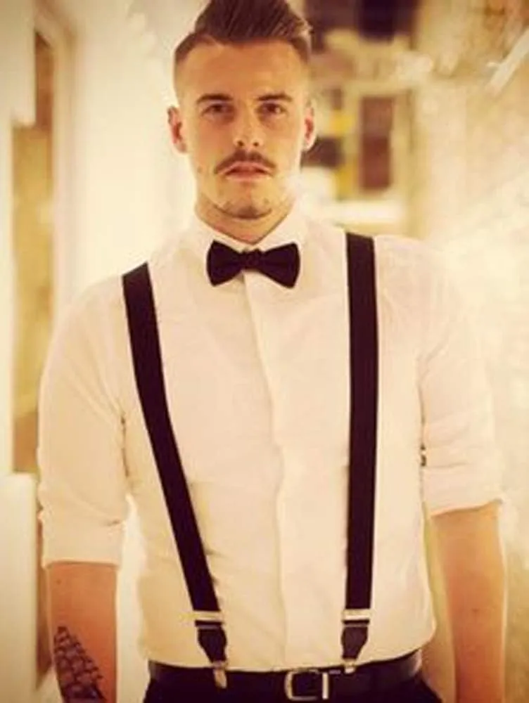 Suspenders Bow Tie for Mens and Women Heavy Duty Elastic Wide Suspenders Strong 4 Metal Clips Adjustable