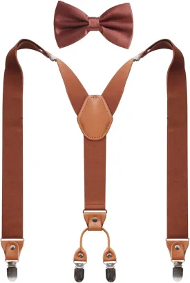 Suspenders Bow Tie for Mens and Women Heavy Duty Elastic Wide Suspenders Strong 4 Metal Clips Adjustable