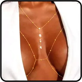 Tgirls Beads Body Chain Sexy Body Jewelry for Women Crystal Body Chains Layered Bra Bikini Body Waist Chain