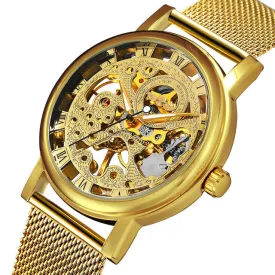 Top Brands Men Watches Military Watches Online WINNER Mesh Strap Wristwatch