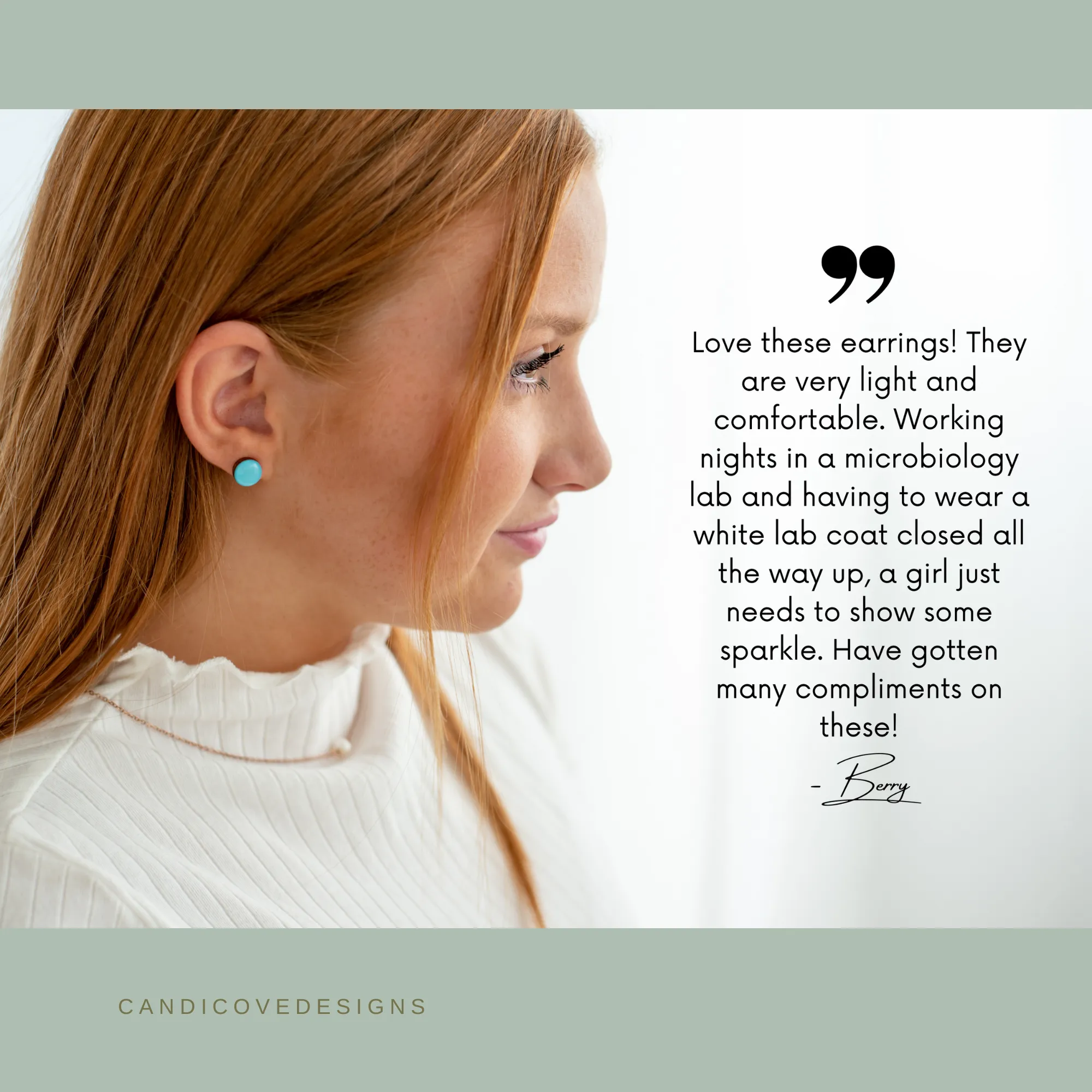 Turquoise Shimmer Hexagon Stud Earrings by Candi Cove Designs