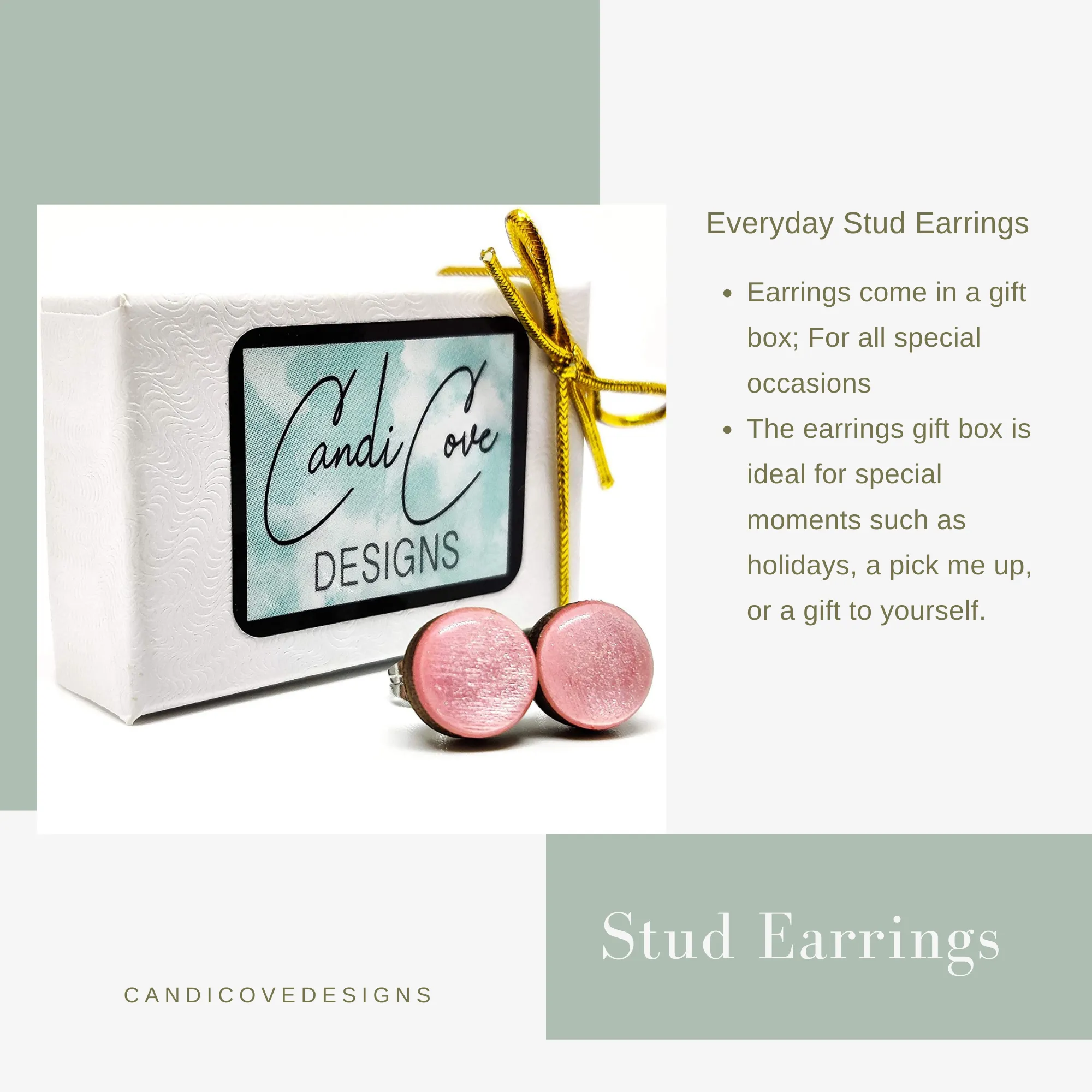 Turquoise Shimmer Hexagon Stud Earrings by Candi Cove Designs