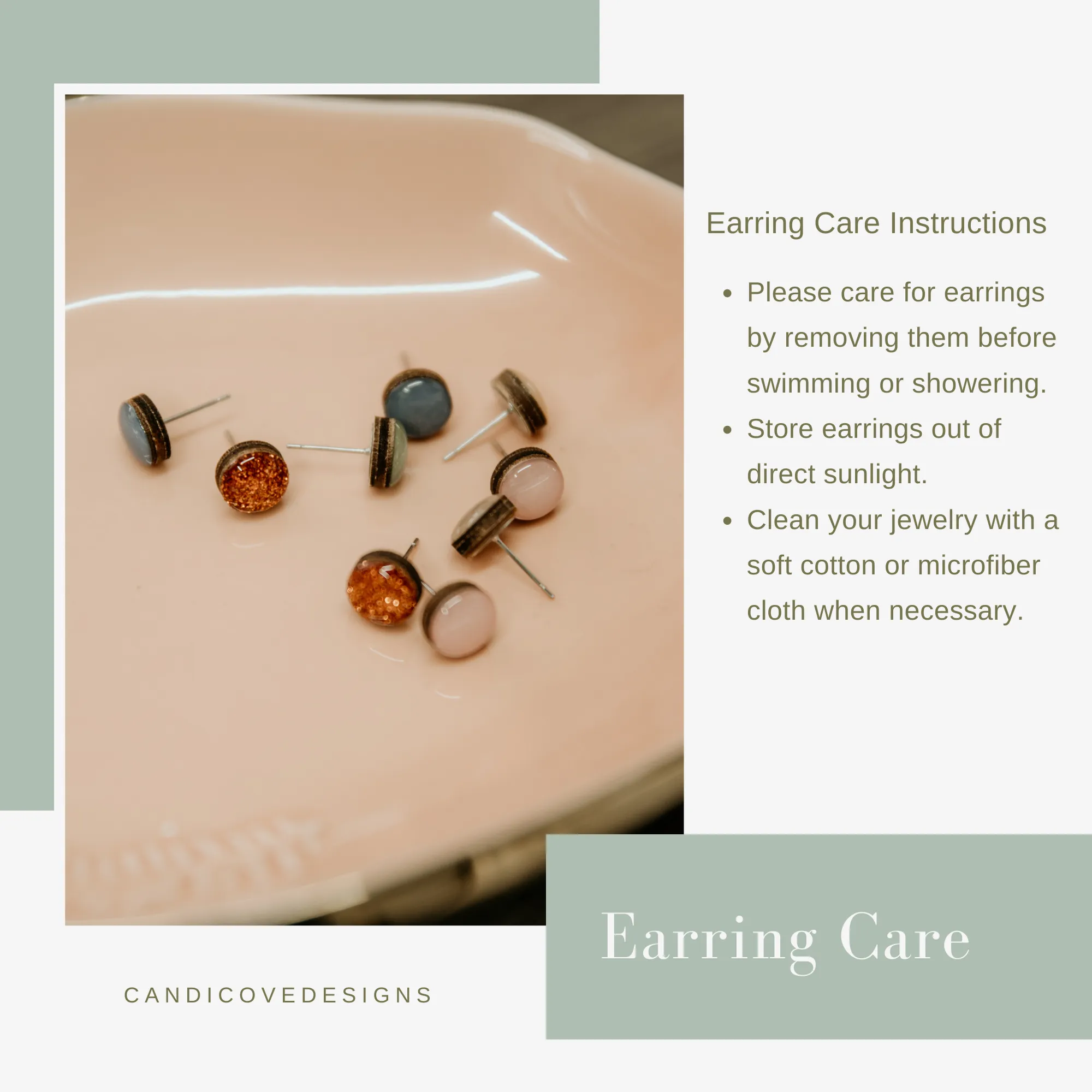 Turquoise Shimmer Hexagon Stud Earrings by Candi Cove Designs