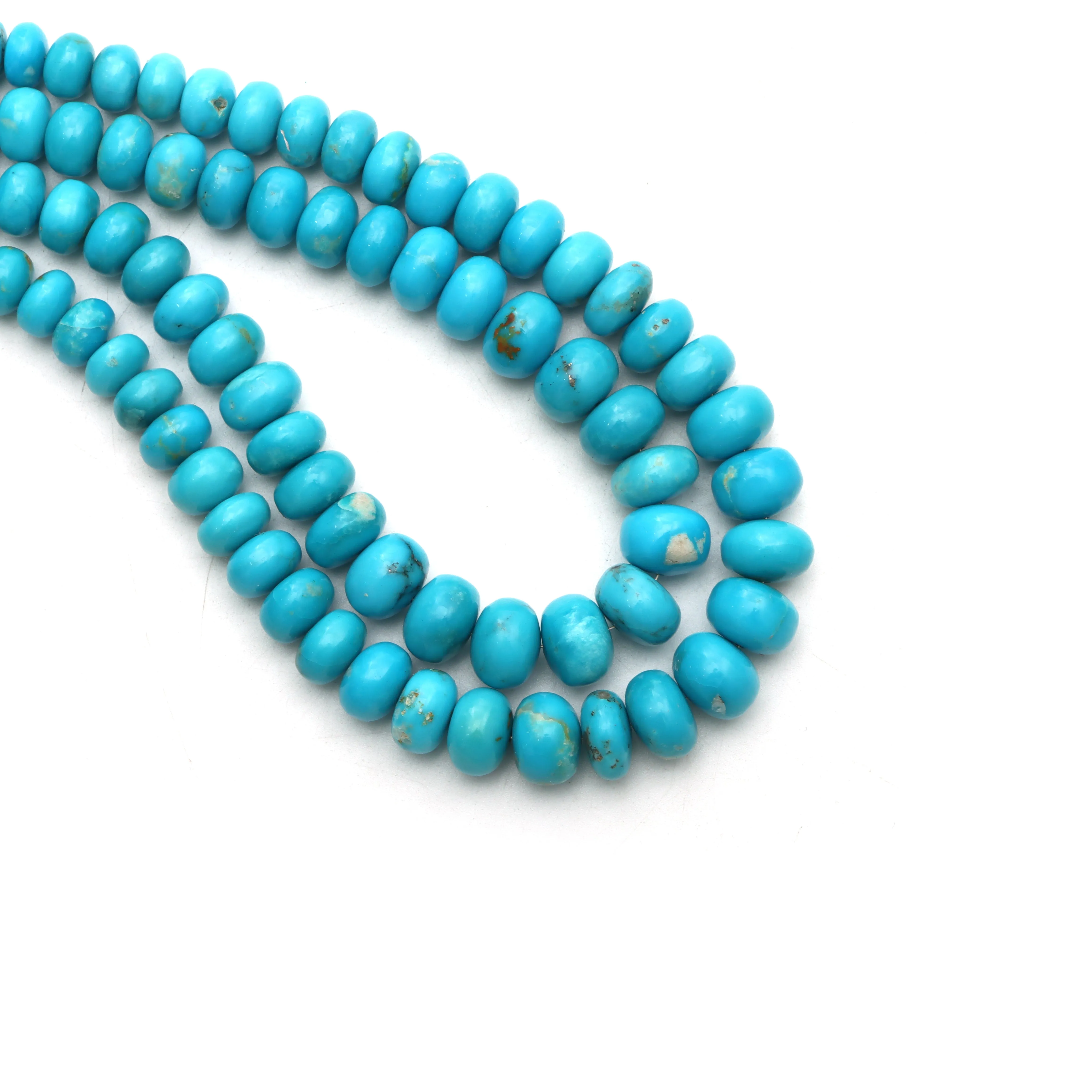 Turquoise smooth rondelle beads, 5 mm to 10 mm, Turquoise jewelry making beads, Rondelle shape turquoise, 18 inches strand, Price per strand