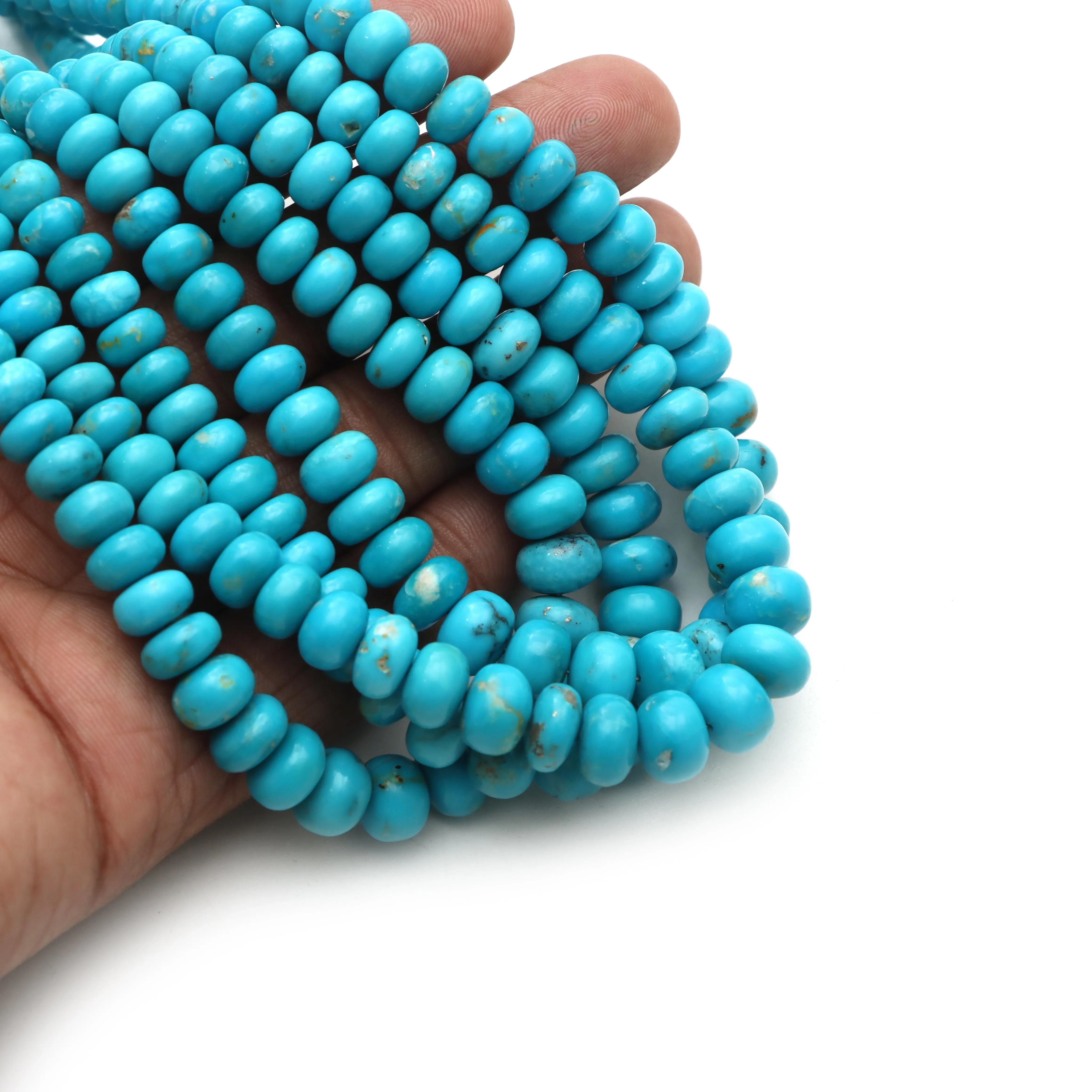 Turquoise smooth rondelle beads, 5 mm to 10 mm, Turquoise jewelry making beads, Rondelle shape turquoise, 18 inches strand, Price per strand